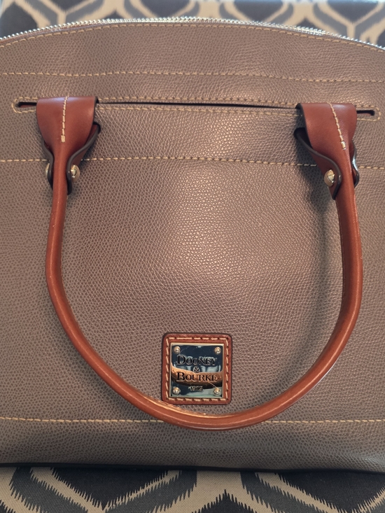 Dooney & Bourke Handbags - Dooney & Bourke Taupe Pebble Leather Satchel with Brown Handles